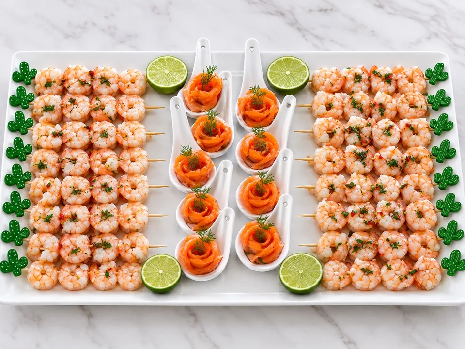 Selection of catering platters arranged for service